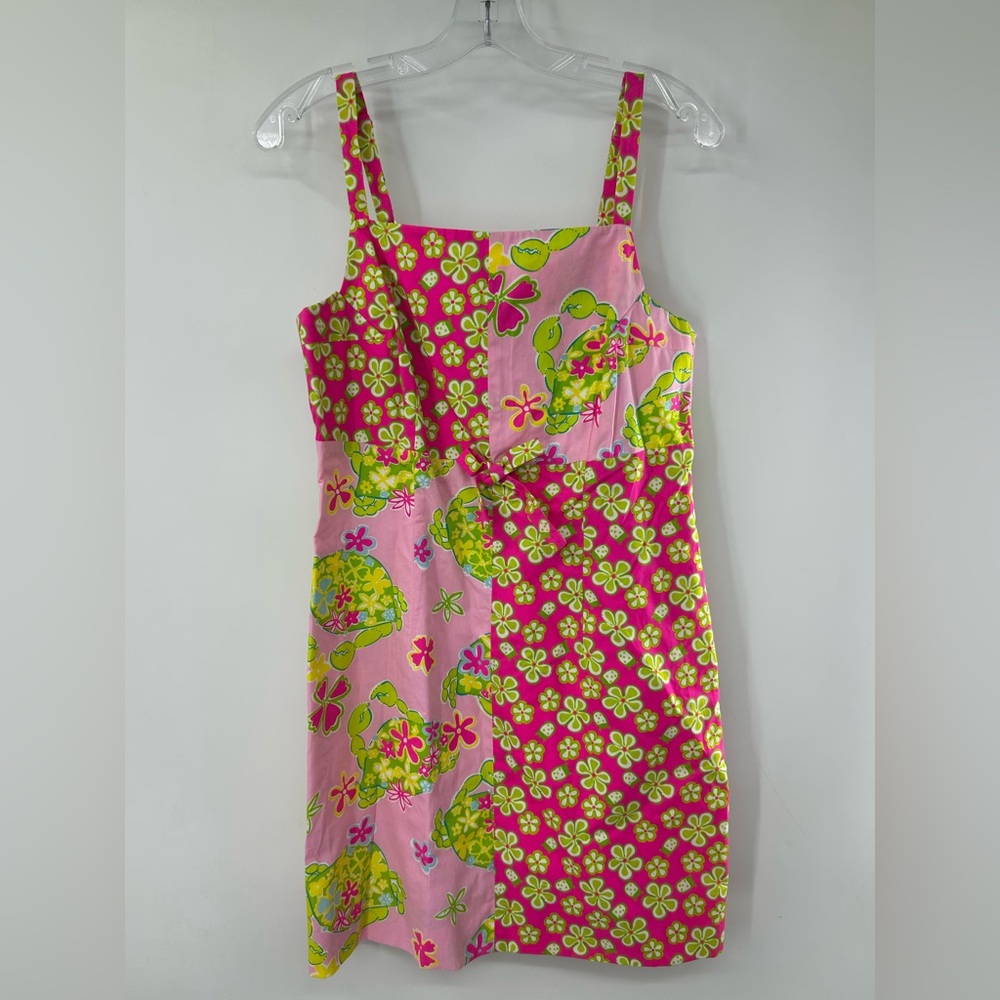 Lilly Pulitzer Women’s Mini Dress Pink Green Patchwork Summer Size 4